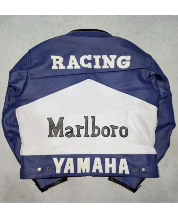 Marlboro Blue & White Motorcycle Leather Jacket - Image 2