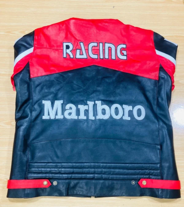 Vintage Racing Marlboro Red & Black Leather Jacket - Image 3